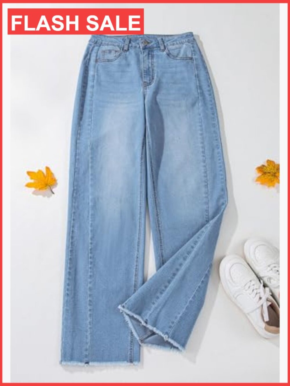 High Waisted Wide Leg Stretchy Baggy Jeans Raw Hem Palazzo Pants Women - Picture 3 of 7